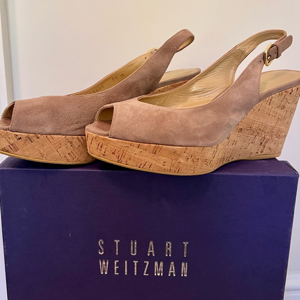 Stuart Weitzman Cork & Suede Platforms